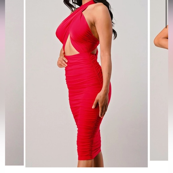 Lady in Red Halter Dress - Picture 6 of 10